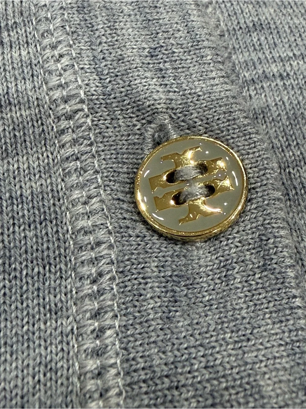 Tory Burch Merino Wool Cardigan Gray Quiet Luxury Preppy Old Money Women's M